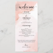 Roze Waterverf en Gold Wedding Order of Ceremony Programmakaart (Voorkant)