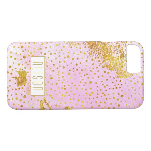 Roze waterverf en gouden folie confetti Case-Mate iPhone case (Achterkant (Horizontaal))