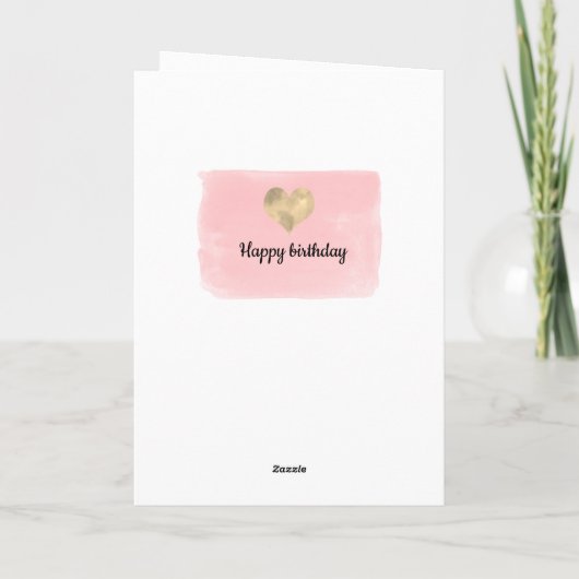 Roze Waterverf en gouden hart 10e verjaardag Kaart (Achterkant)