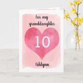 Roze Waterverf en Rode Hart 10e Verjaardag Kaart (Gele Bloem)