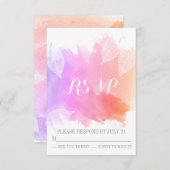 Roze waterverf en skeletbladeren bruiloft RSVP (Voorkant / Achterkant)