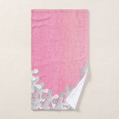 Roze Waterverf en witte bloemen Bad Handdoek (Handdoek)