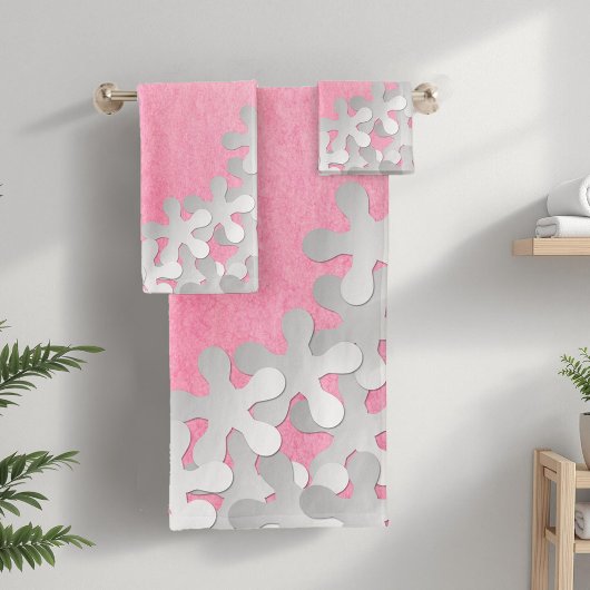 Roze Waterverf en witte bloemen Bad Handdoek