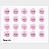 Roze Waterverf en zilveren handgemaakte zeepetiket Ronde Sticker (Vel)