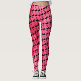 Roze Waterverf en zwarte Leggings Flamingo