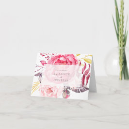 Roze Waterverf Engels Bouquet Hartelijk dank Bedankkaart