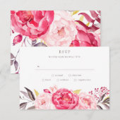 Roze Waterverf Engelse Bouquet Wedding RSVP-kaart RSVP Kaartje (Voorkant / Achterkant)