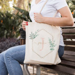 Roze Waterverf Eucalyptus Lijst Monogrammen Tote Bag<br><div class="desc">Waterverf Eucalyptus Lijst Monogram</div>