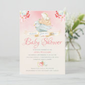 Roze Waterverf Fairy Baby shower Kaart (Staand voorkant)