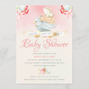 Roze Waterverf Fairy Baby shower Kaart