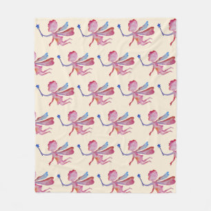 Roze Waterverf Fairy Drawing Fleece Deken