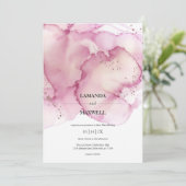 Roze Waterverf Faux Glitter Handfasting Kaart (Staand voorkant)