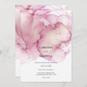 Roze Waterverf Faux Glitter Handfasting Kaart (Voorkant / Achterkant)