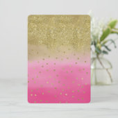 Roze Waterverf Faux Gold Glitter Confett Sweet 16 Kaart (Staand voorkant)