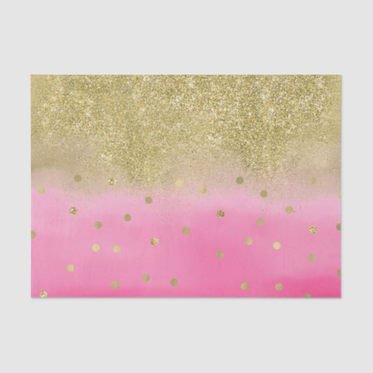 Roze Waterverf Faux Gold Glitter Confetti Tissuepapier (Voorkant)