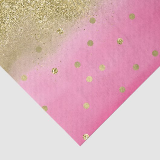Roze Waterverf Faux Gold Glitter Confetti Tissuepapier (Detail)