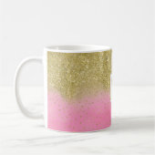 Roze Waterverf Faux Gold Glitter Monogram Koffiemok (Links)