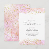 roze waterverf | FAUX gouden details Bevestiging Kaart (Voorkant / Achterkant)