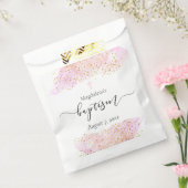 roze waterverf | faux gouden details Doop Bedankzakje (Gezegeld)