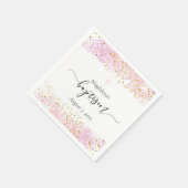 roze waterverf | faux gouden details Doop Servet (Hoek)