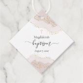 roze waterverf | faux gouden glitter Doop Bedankjes Labels (Voorkant)