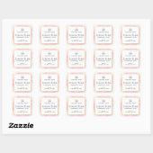 Roze waterverf faux gouden rand productlabel vierkante sticker (Vel)