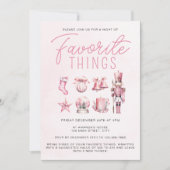 Roze Waterverf Favoriete Dingen Kerstfeest Kaart (Voorkant)