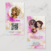 Roze Waterverf Feminin Social Media Girly Visitekaartje (Voorkant / Achterkant)