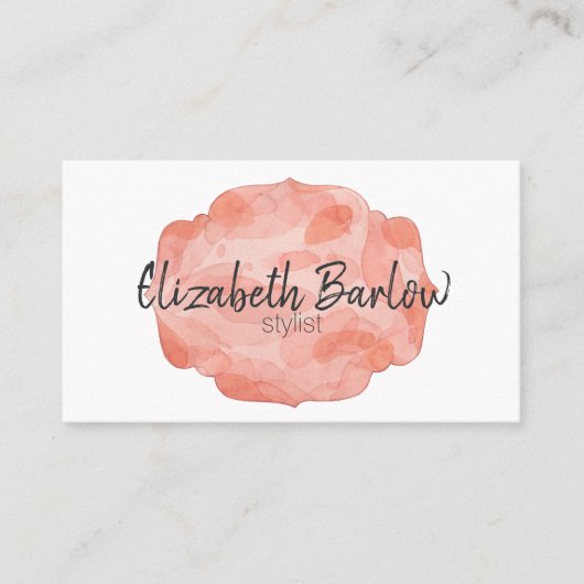 Roze waterverf feminine aangepast script visitekaartje (Voorkant)