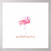 Roze Waterverf Flamingo Art Poster (Voorkant)
