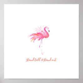 Roze Waterverf Flamingo Art Poster
