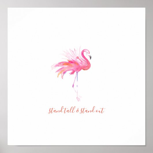 Roze Waterverf Flamingo Art Poster (Voorkant)