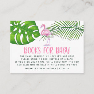 Roze Waterverf Flamingo Baby shower Book Request Informatiekaartje
