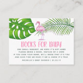 Roze Waterverf Flamingo Baby shower Book Request Informatiekaartje (Voorkant)