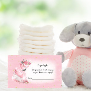 Roze Waterverf Flamingo Baby shower Luier Raffle Informatiekaartje