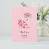 Roze Waterverf Flamingo Ballerina Baby shower Bedankkaart (Staand voorkant)