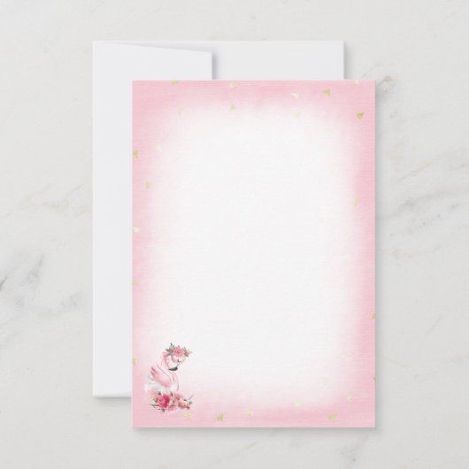 Roze Waterverf Flamingo Ballerina Baby shower Bedankkaart (Achterkant)