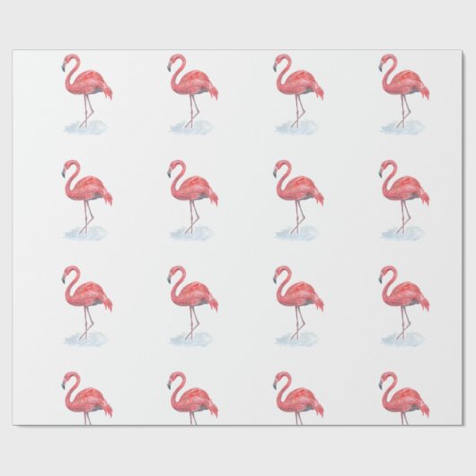 Roze waterverf Flamingo. Cadeaupapier (Vlak)