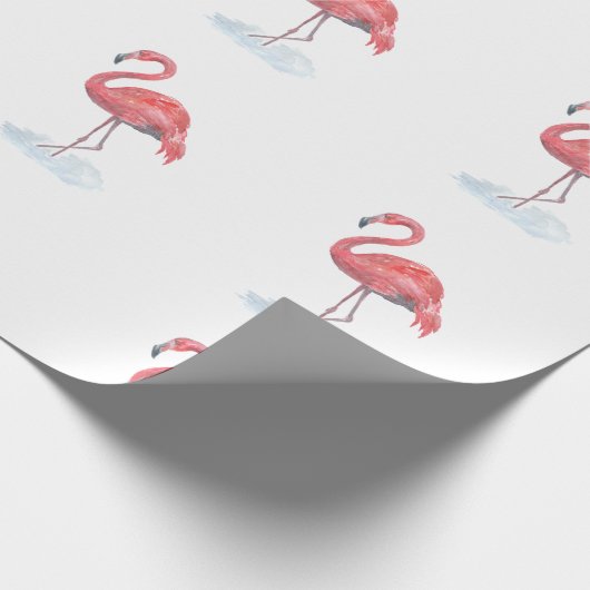 Roze waterverf Flamingo. Cadeaupapier (Hoek)