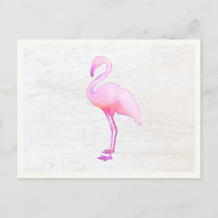 Roze Waterverf Flamingo Calling Card Briefkaart