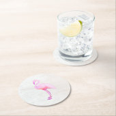 Roze Waterverf Flamingo Calling Card Paper Bord Ronde Kartonnen Onderzetter (Insitu)