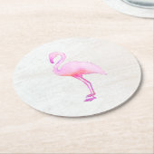 Roze Waterverf Flamingo Calling Card Paper Bord Ronde Kartonnen Onderzetter (Gebogen)