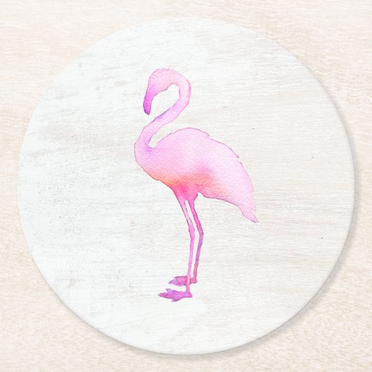 Roze Waterverf Flamingo Calling Card Paper Bord Ronde Kartonnen Onderzetter (Voorkant)