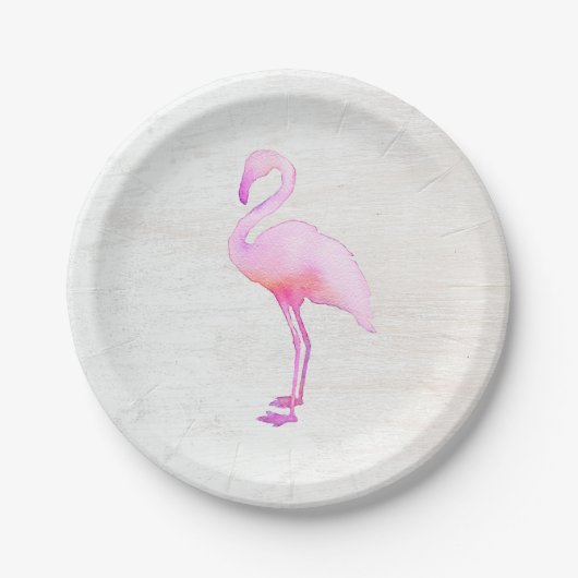 Roze Waterverf Flamingo Calling Card Papieren Bordje (Voorkant)
