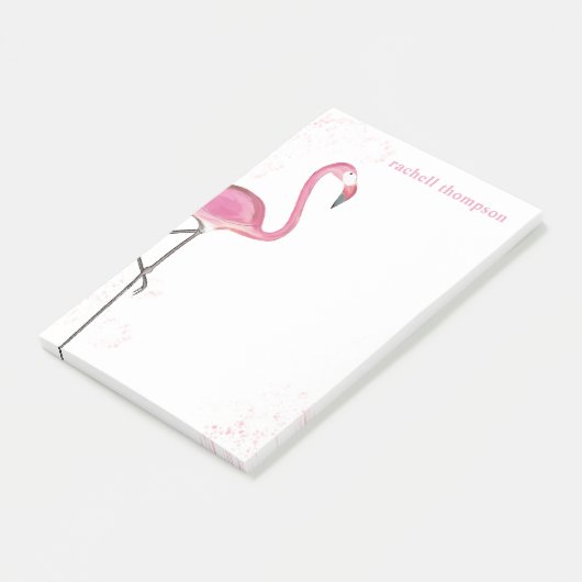 Roze Waterverf Flamingo Eenvoudig stijlvol beeld Post-it® Notes (Schuin)
