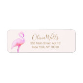 Roze Waterverf Flamingo Etiket (Voorkant)