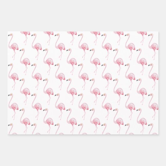 Roze Waterverf Flamingo Fa La Pattern Gift Inpakpapier Vel (Voorkant 2)