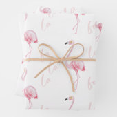 Roze Waterverf Flamingo Fa La Pattern Gift Inpakpapier Vel (In situ)