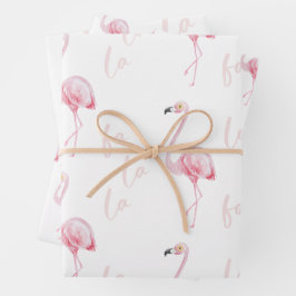Roze Waterverf Flamingo Fa La Pattern Gift Inpakpapier Vel