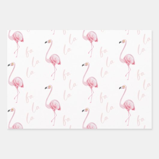 Roze Waterverf Flamingo Fa La Pattern Gift Inpakpapier Vel (Voorkant)
